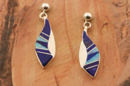 Calvin Begay Sterling Silver Genuine Blue Lapis Earrings